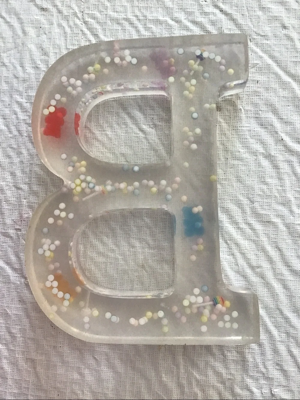 Ashland Clear Resin Letter B with Pastel Sprinkle Accents